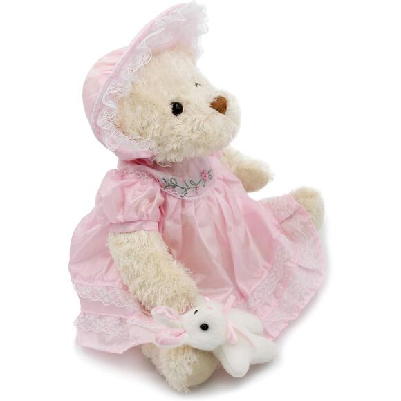 10" Oitscute Pink Small Teddy Bear with Cloth Stuffed Animal Soft Plush Toy - Picture 3 of 5